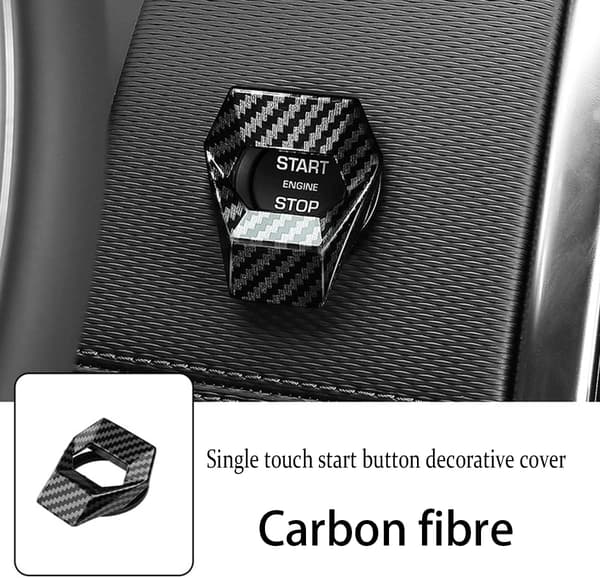 Car Start Cover, Car Engine Start/Stop Button, Push Button Cover for Engine Start, Engine Stop Button Protective Cover (Carbon Fiber)