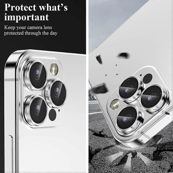Iphone 14 Pro Max / 14 Pro Camera Lens Protector - 2 Set Metal Anti-scratch Hd Tempered Glass Black