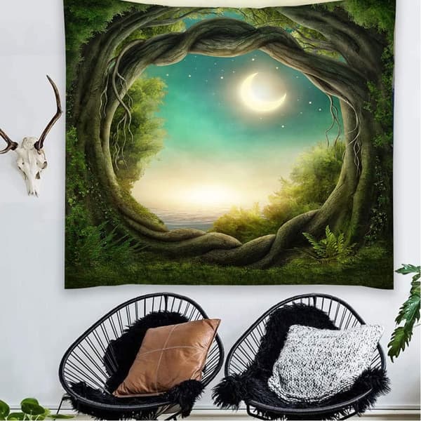 Wall Hanging Nature Forest Landscape Green Trees Psyc DXGHC