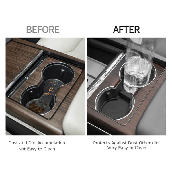 For Model S X 2022 2023 3 2024 Center Console Cup Holder Insert Accessories - Black