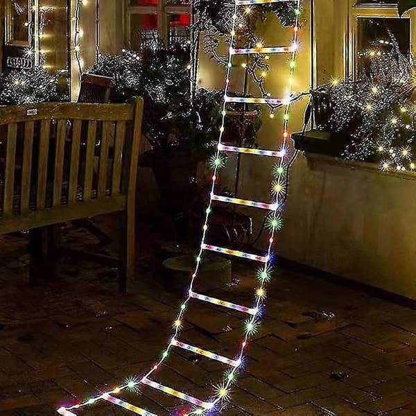 Climbing Santa on Ladder with Lights 150cm LED USB Remote Control Santa