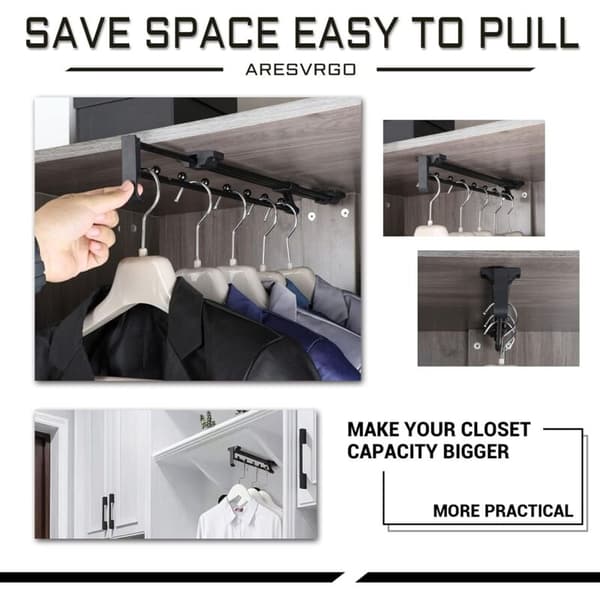 Extendable wardrobe rod, pull-out trouser holder, length 250 mm sliding wardrobe rod, for KLB wardrobes