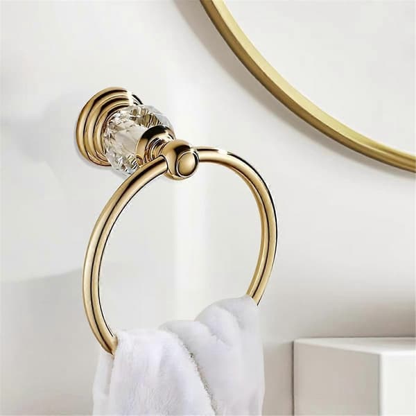 Krystall Gull Håndkle Ring Gull Baderom Håndkleholder Ring Gull Gold
