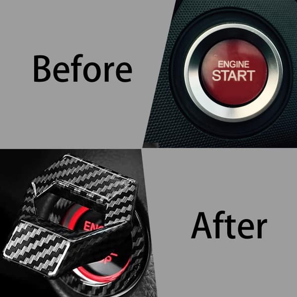 Car Start Cover, Car Engine Start/Stop Button, Push Button Cover for Engine Start, Engine Stop Button Protective Cover (Carbon Fiber)