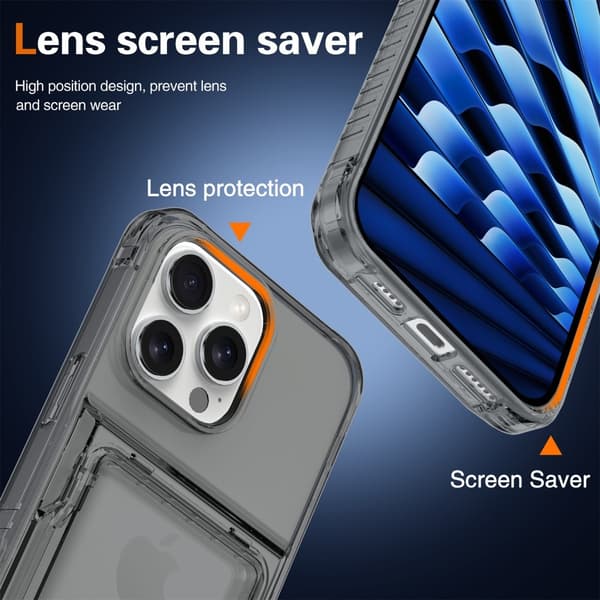 Kompatibel med iPhone, iPhone 16 Pro Max Cover Stativ med Kortlomme Tonet Sort 64 64
