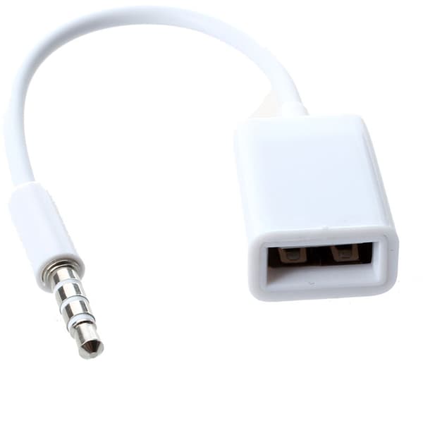 Bil MP3 3,5 mm Han AUX Lydstik USB 2.0 Kabel Konverteringsledning Hvid