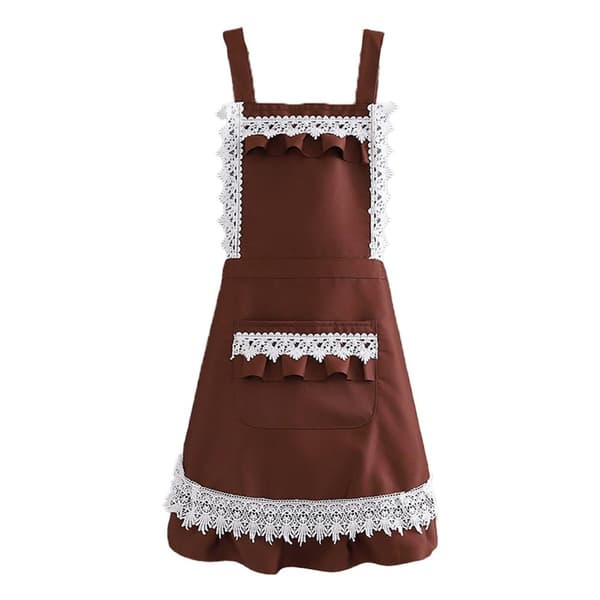 Women's Ruffle Apron Contour Pockets Kitchen Cooking Cleaning Coffee Apron