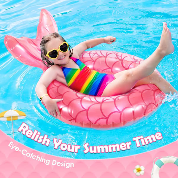Pink Fishtail Inflatable Swim Ring, Pool Float, Water Fun Beach Party Pool Toy