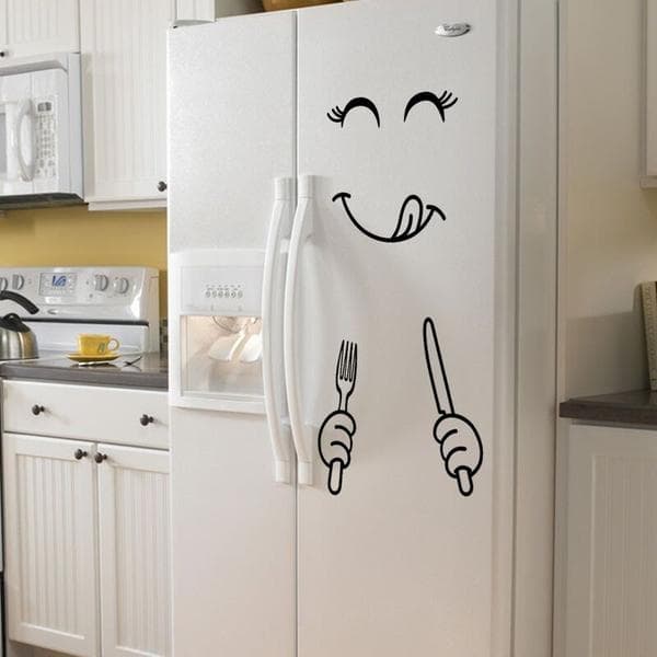 Cute Refrigerator Magnets Happy Yummy Face Kitchen Fridge Wall Decals Art
