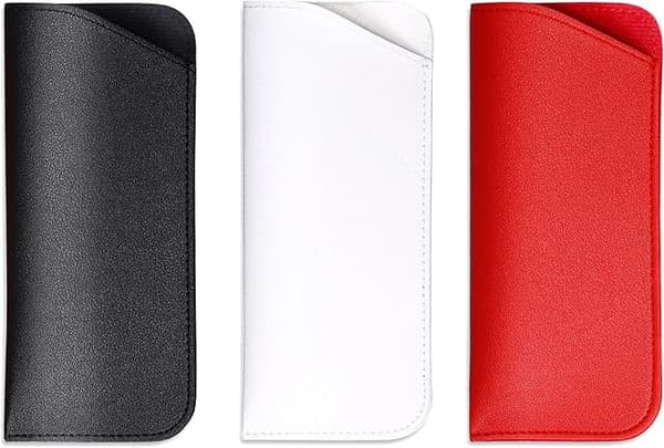 (Red, Black, White) Portable Soft Leather Case for Folding Sunglasses