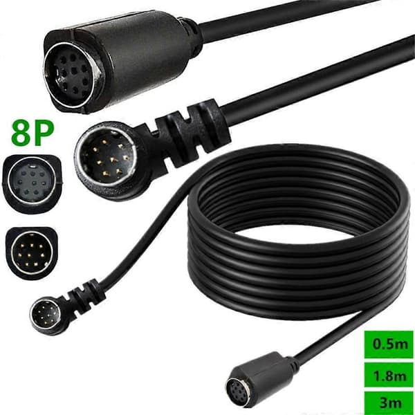 0,5 m DIN 8-bens han til hun S-videokabel vinklet stik lyd- og videokabel til set-top-boks - Sort