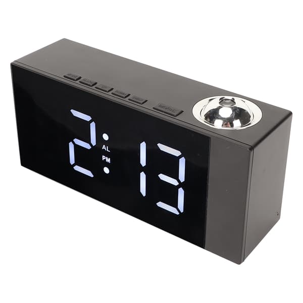 Projection Digital Alarm Clock 180 Degree Rotation Adjustable Brightness USB Charging LED Alarm Clock for Office Bedroom White Light
