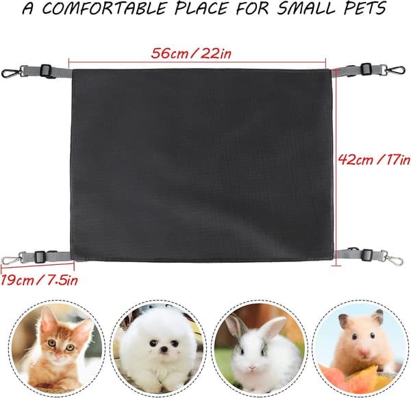 Cat Hammock with Adjustable Straps and Hooks for Small Animals