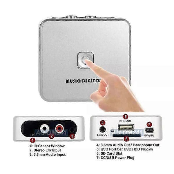 MP3 Audio Recorder, Automatic and Manual Recording, USB/SD, RCA 3.5mm Inputs, IR Remote Control