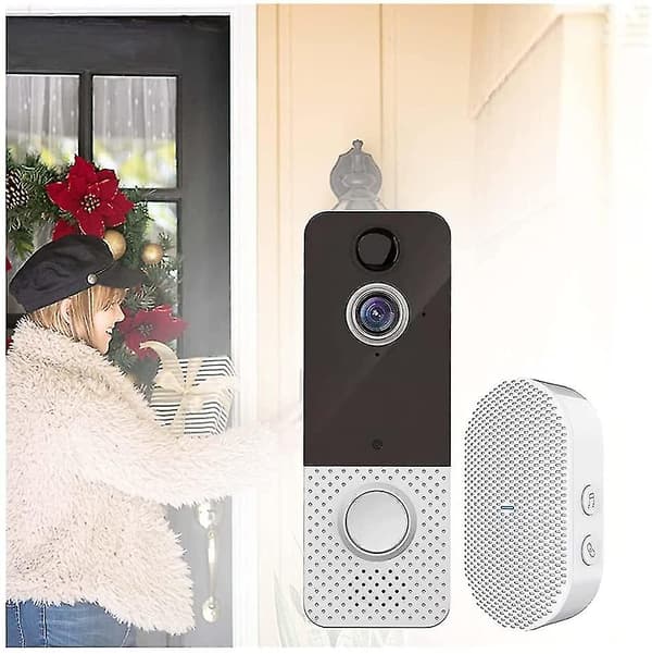 Doorbell Camera, Wifi Camera Ring Detection Video Doorbell Wide Angle View Night Vision HD Cloud Storage Black
