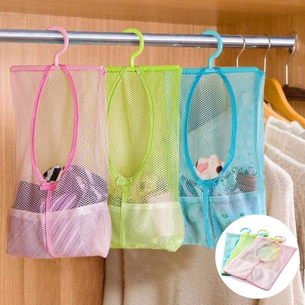 Mesh Clothespin Bag 3 pcs Mesh Bag Basket Laundry Hanging Bag Mult