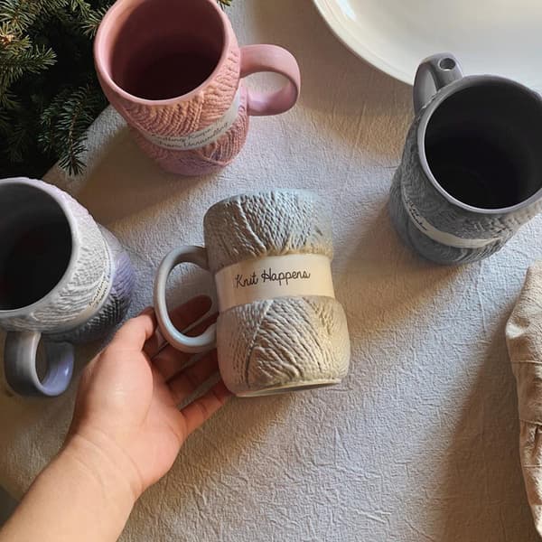 Creative Ceramic Mug Colorful Wool Sugar Milk Coffee Cup Office Cup Blue Blue