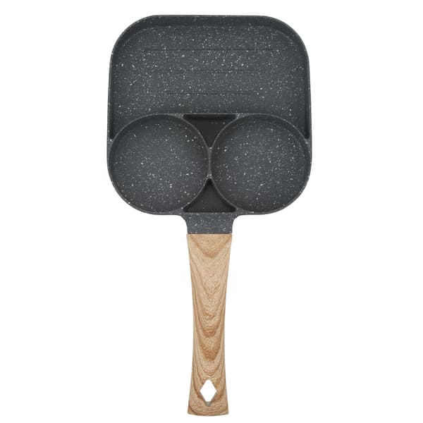 Egg Burger Maker Pan 3 Sections Divided Grill Frying Pan Non Stick Omelette Pan for Home Kitchen