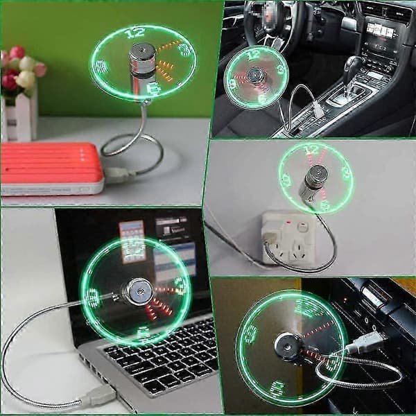Mini Foldable USB Gooseneck Fan with LED Clock, Quiet Operation for Home and Office Desk