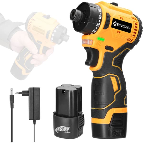 Cordless Screwdriver with Brushless Motor, Equipped with LED Work Light and an Efficient Cooling System