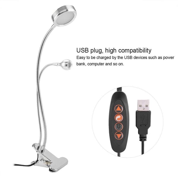 Eye protection double head clip clamp lamp, adjustable color, warm light KLB