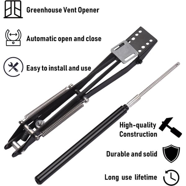 Greenhouse Window Opener, Automatic Temperature Control, Clamps or Screws on Greenhouse Frame, Double Spring Operated Solar Window Opener
