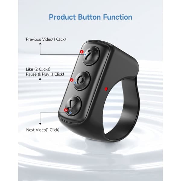Black Tiktok Remote Control Ring Finger Scrolling Remote Control