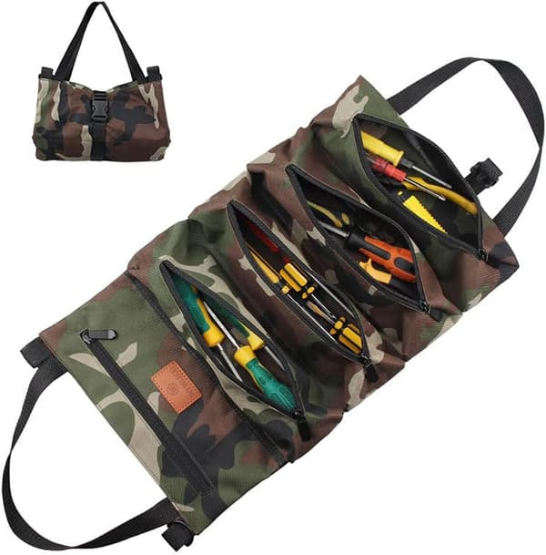Tool Bag with 5 Zipper Pockets, Multifunctional Roll Bag, Car Organizer, Tool Roll