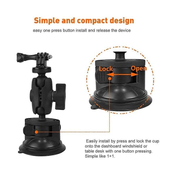 Car Mount for Sports Camera Car Windshield Suction Cup Mount Compatible for Action Camera Accessories
