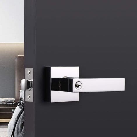 Door Handle with Keys in Polished Chrome Stainless Steel