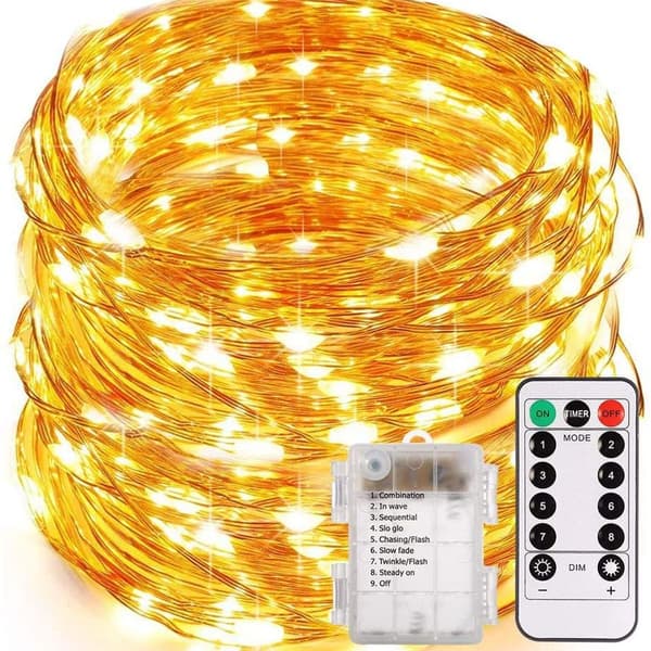 Battery-powered light string - 100 LED, timer, remote control, waterproof KLB