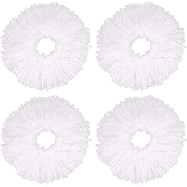4 stk. mikrofibermoppehoveder, runde udskiftningsmoppehoveder 360 graders rotationsmoppehoveder til gulvrengøring (diameter 16 cm)