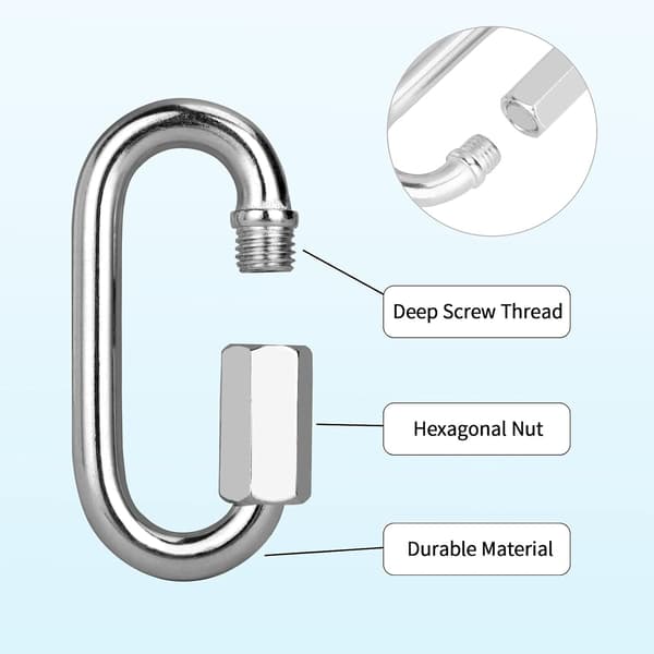 Wire-Shaped Quick Link Carabiner 5/16 Inch 4-Pack M8 for Carabiner, Camping