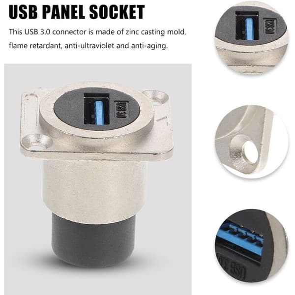 2-pack USB 3.0 hona till hona panelmonterade kopplingar för förlängning