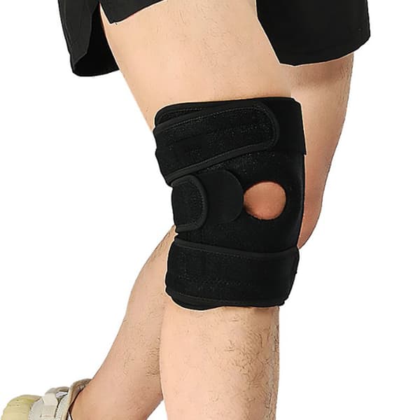 Meniscus Protective Knee Pads Black Free Size Non-Slip Adjustable Knee Brace for Cycling