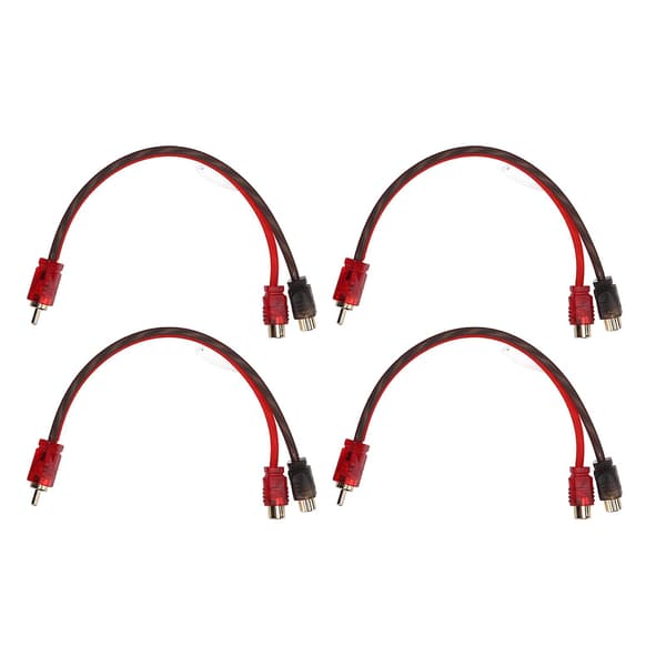 4-pak RCA-kabel 1 han til 2 hun bilstereo Y-splitterkabel til bilhøjttalersystem