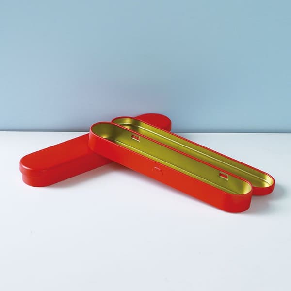 Pencil Case, Simple Metal Pencil Case, Mini Hinged Tin Box, Red