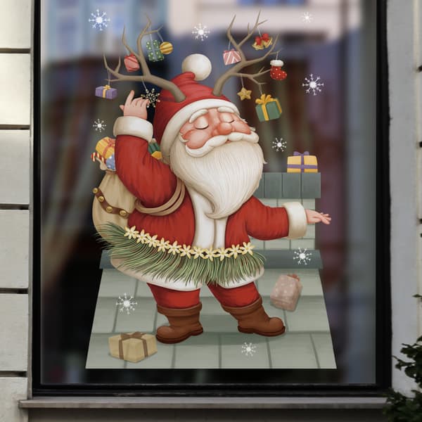 3D Stor Julevinduesmærkat Snemand Mærkat Familiefest Cla