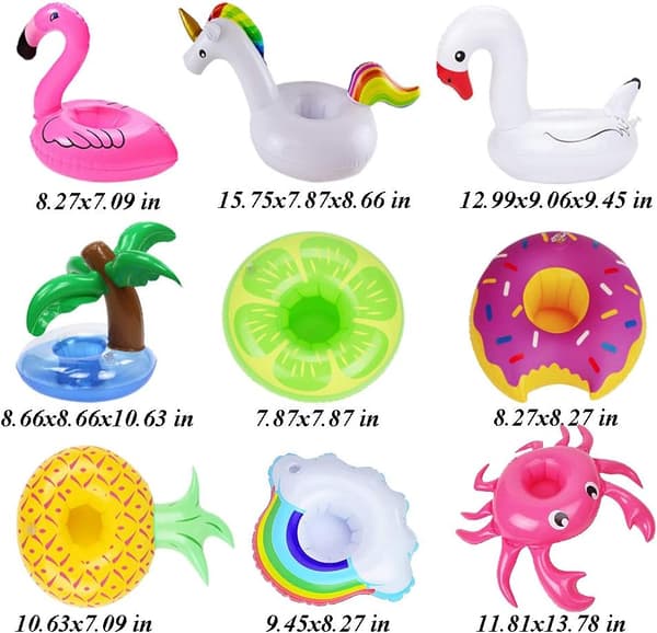 Inflatable Drink Holders, 15-Pack Drink Floats Inflatable Cup Holders Flamingo Coasters for Pool Party