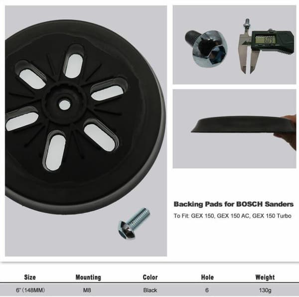 Random orbital sander Bosch GEX 150 AC, PEX 15 AE, GEX 150 Turbo 150 mm sanding pad with screws