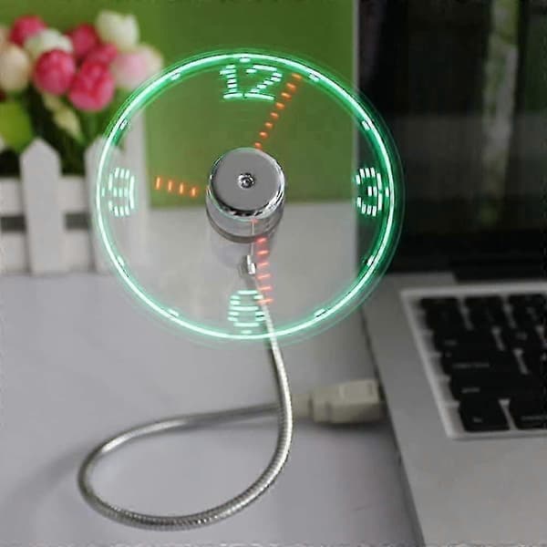 Mini Foldable USB Gooseneck Fan with LED Clock, Quiet Operation for Home and Office Desk