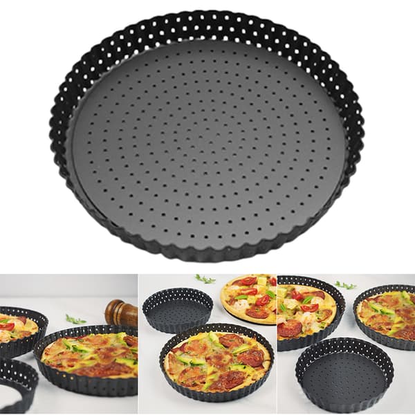 Round Perforated Pizza Pan Multipurpose Non-stick DIY Fruit Pie Plate Practical Kitchen Baking Tools 8 Inches 8 Inches