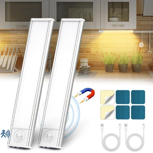 LED Kitchen Light, Wireless USB Rechargeable Cabinet Light, 6000K LED Kitchen Light Under Cabinet, Magnetic Dimmable with (20cm 2pcs)