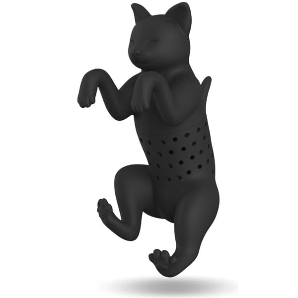 Cat Silicone Tea Infuser Cute Kitten Shape Tea Brewer Strainer Herb Spice Filter Black/Grey Gray Gray
