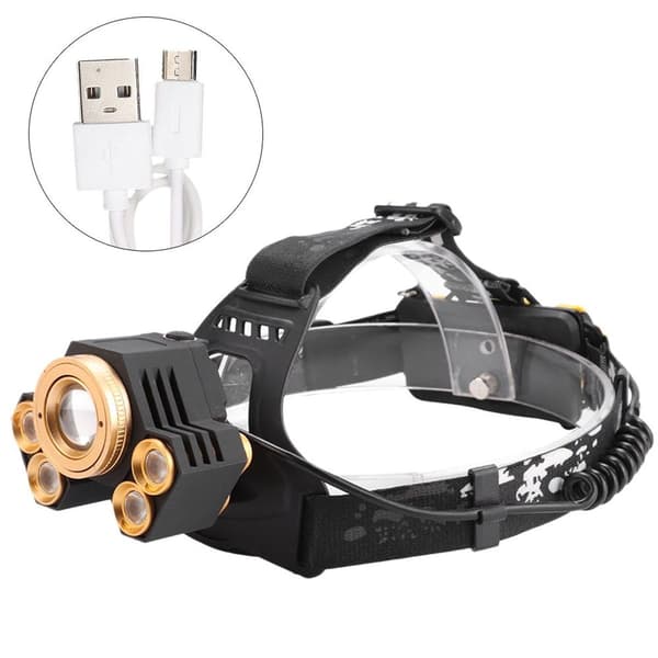 USB Charging, 5 LED Headlamp, Portable Outdoor Headlamp KLB