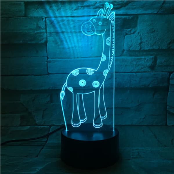 Akryl 3D LED-lampe Lille Giraf Natlampe Touch Switch Atmos