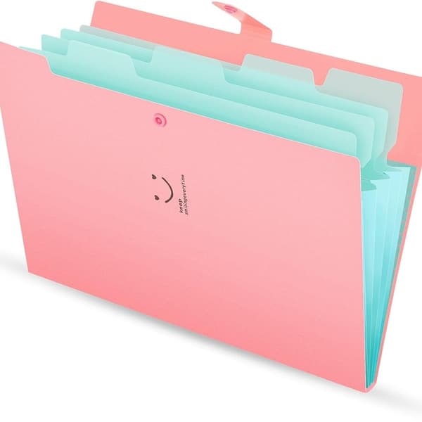 Expanderbar bärbar mapp, expanderbar mapp, A4-dokumentmapp, 5 fack