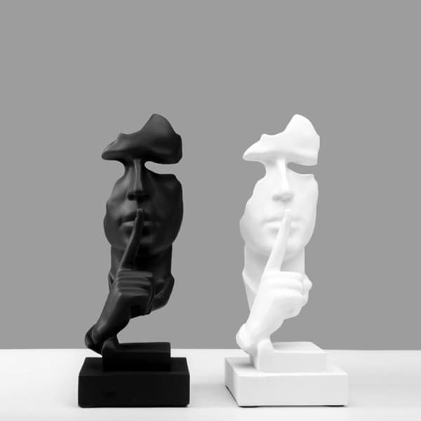 Silence is Golden Abstract Resin Figurine (White)