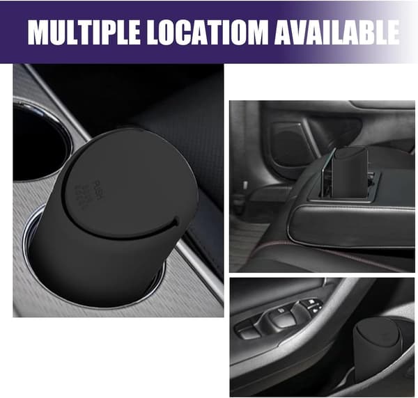 Universal Waterproof Car Trash Can - 1-Pack Black Cylindrical Soft Silicone Automatic Rebound Design - Car Accessories for Storage