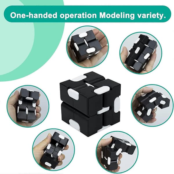 Infinity Cube Fidget Legetøj Stressreducerende Fidgeting Spil til Børn og Voksne, Sød Mini Unik Gadget til Angstlindring og Tidsfordriv (Sort/Hvid)
